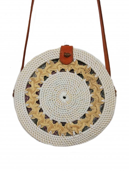Sac Balinais sculpté de couleur blanc Sac Balinais sculpté de couleur blanc