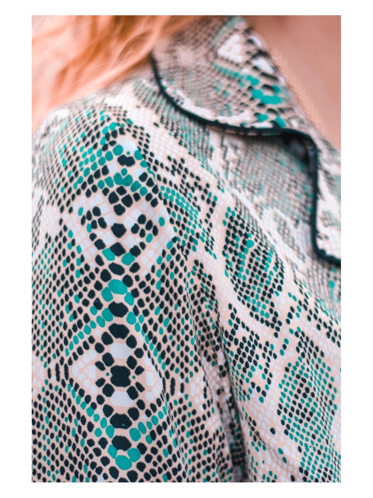 Chemisier Fluide Wodemaya Imprimé Serpent – Manches Larges, Marron TU, Neuf Avec étiquettes