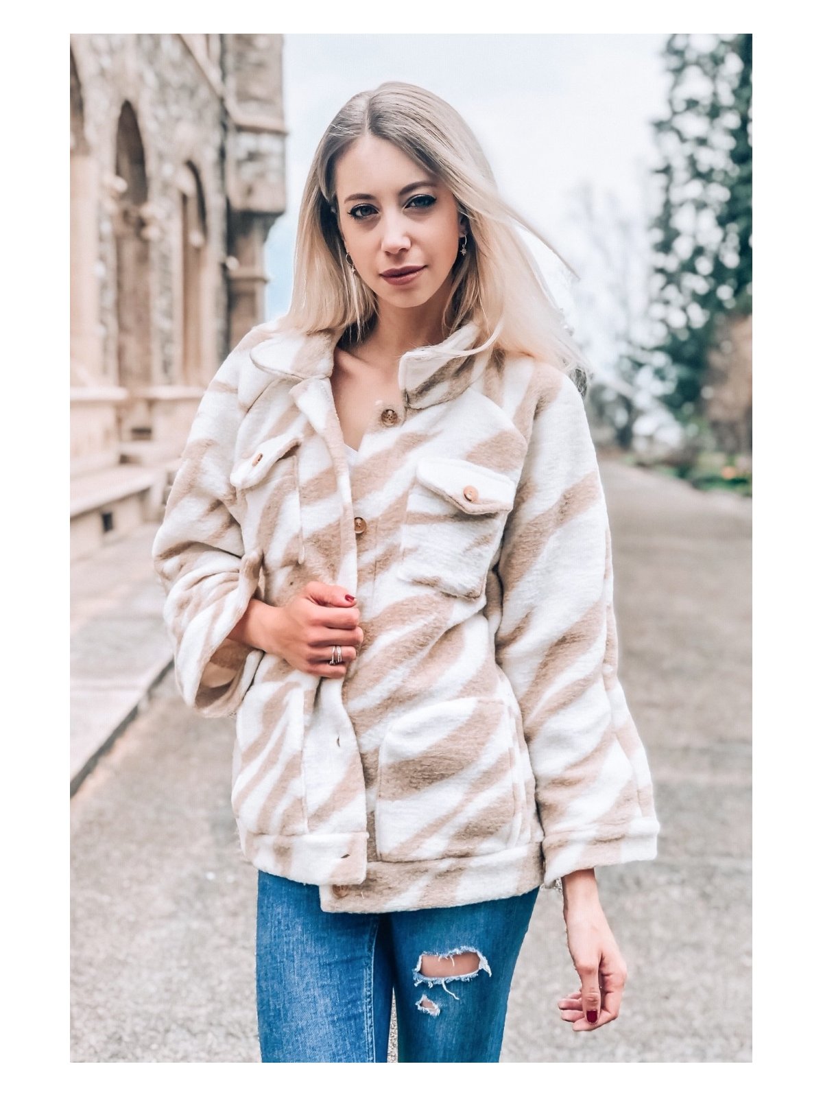 Veste Zébrée Noire Et Blanche Diane LAURY - Taille 42 - Coton Et élasthanne - Neuf Avec étiquettes