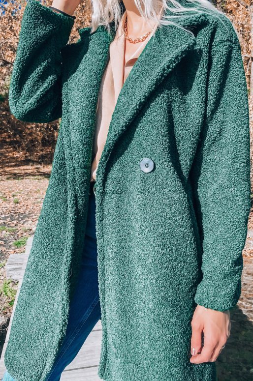 Manteau Teddy de couleur vert émeraude