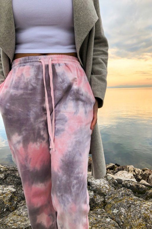Pantalon de jogging rose imprimé Tie-Dye