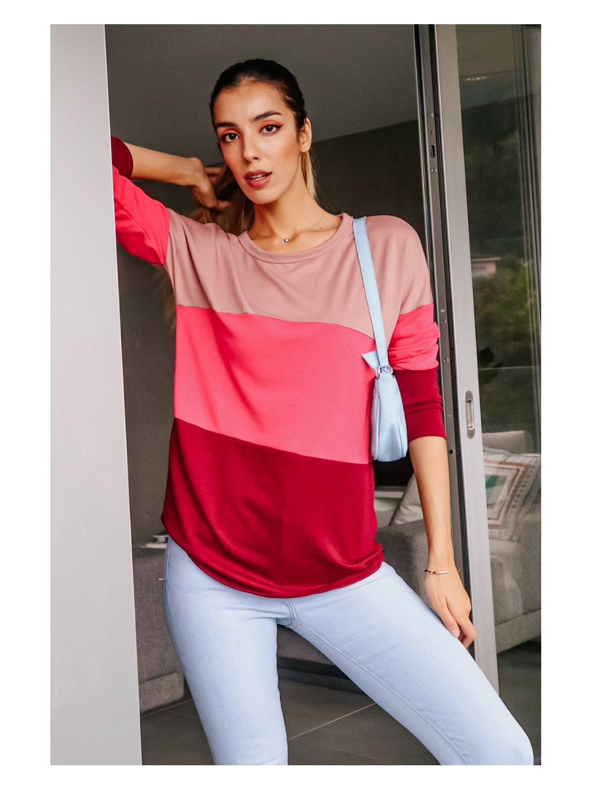 Pull Col Roulé Rayé Rouge En Mohair - Marque Olsen - Taille 40 (équivaut 42) - Occasion Très Bon état