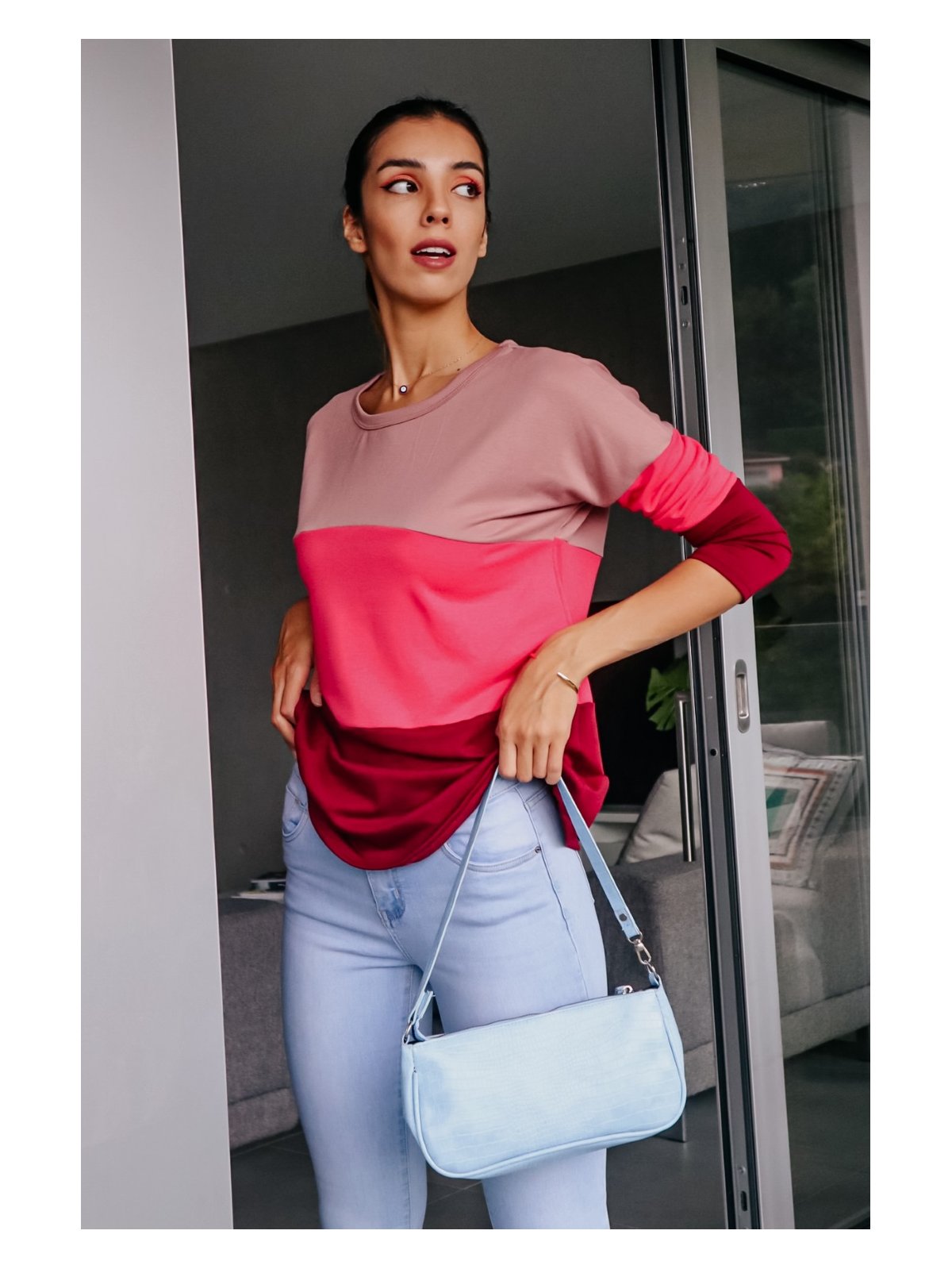 Pull Olsen Col Roulé Rayé Rouge En Mohair - Taille 40 (42), Manches Longues, Occasion Très Bon état