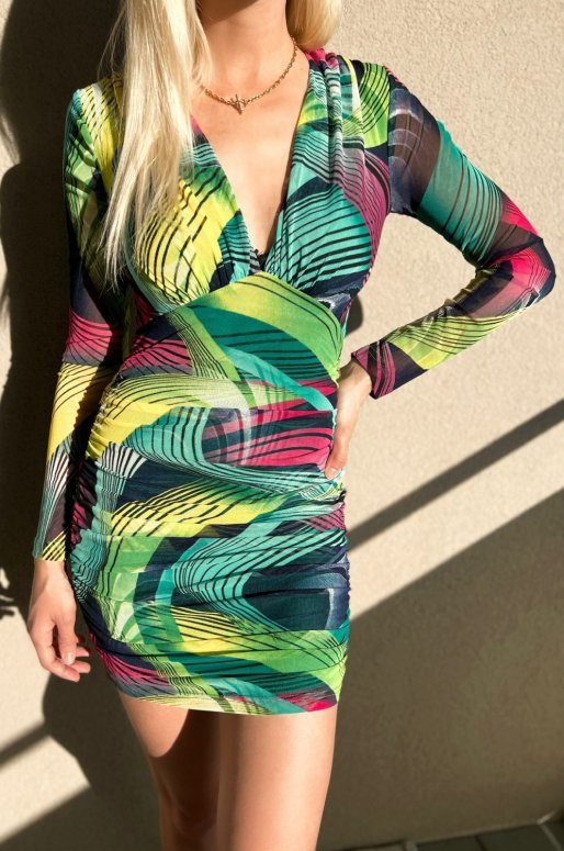 Mini robe imprimé abstrait multicolore