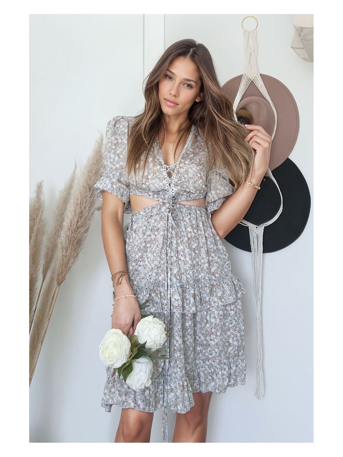 Robe Longue à Fleurs Vintage Menthe main image 0