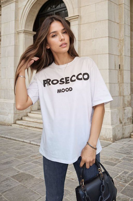 T-shirt blanc avec inscription Prosecco Mood