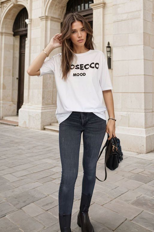 T-shirt blanc avec inscription Prosecco Mood