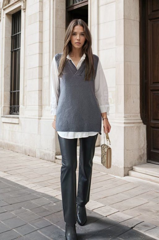 Long pull sans manches de couleur gris