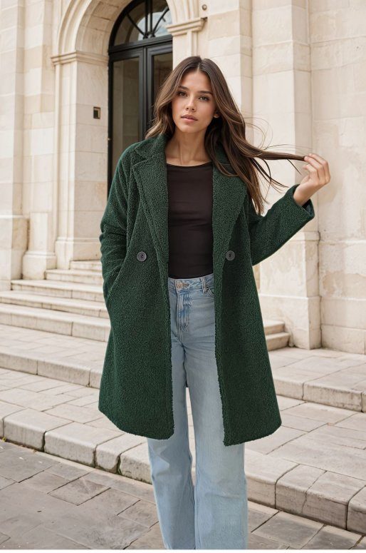 Manteau Teddy de couleur vert émeraude