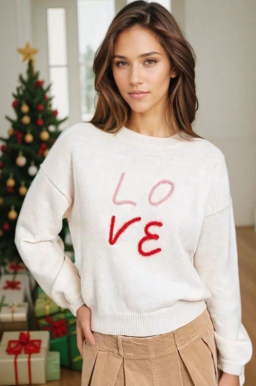 Pull en tricot avec inscription LOVE