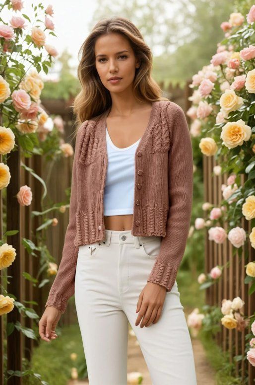 Cardigan en tricot rose poudré