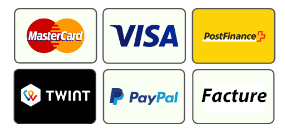 Paiement sur facture, twint, postfinance, visa, mastercard, PayPal